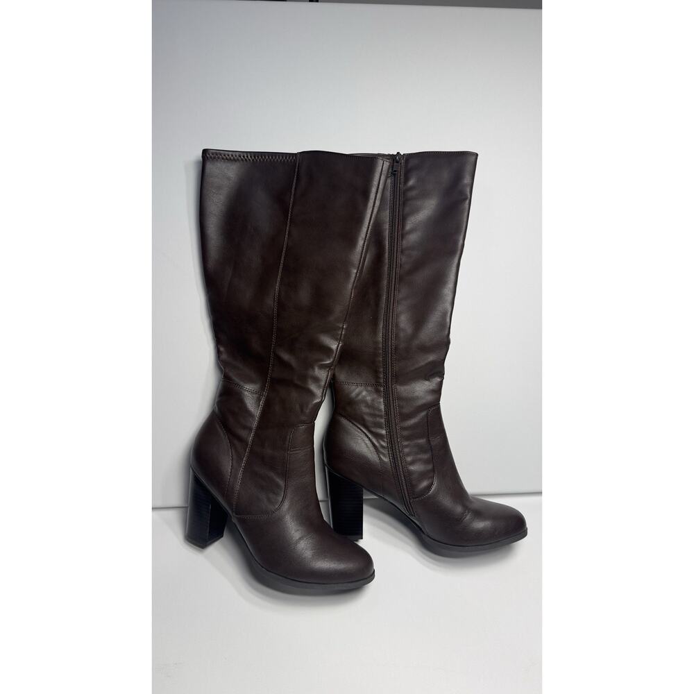 Style & Co Addyy Wide Calf Knee High Boots Women’s 8M Brown Chocolate Block Heel - Picture 7 of 9